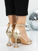 Sandale Dama cu Toc Subtire 5XKK17 GOLD | MEI
