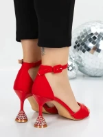 Sandale Dama cu Toc Subtire 5XKK17 RED | MEI