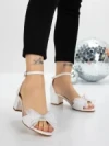Sandale Dama cu Toc Gros 5XKK25 WHITE | MEI