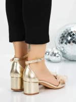 Sandale Dama cu Toc Gros 5XKK25 GOLD | MEI