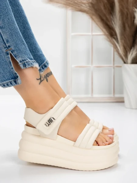 Sandale Dama cu Platforma 8577 BEIGE | MEI