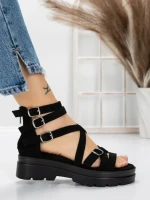 Sandale Dama cu Talpa Joasa 5HXS15 BLACK | MEI