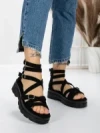 Sandale Dama cu Talpa Joasa 5HXS15 BLACK | MEI