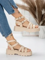 Sandale Dama cu Talpa Joasa 5HXS20 BEIGE | MEI