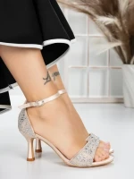 Sandale Dama cu Toc Subtire 5XKK10 CHAMPAGNE | MEI