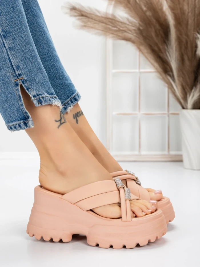 Papuci Dama cu Platforma 3AW321 PINK | MEI