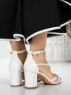 Sandale Dama cu Toc Gros 3AXKK188 WHITE | MEI