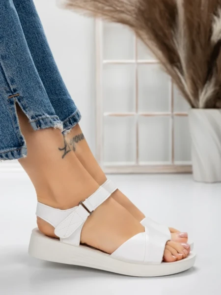 Sandale Dama cu Talpa Joasa 5XJ56 WHITE | MEI