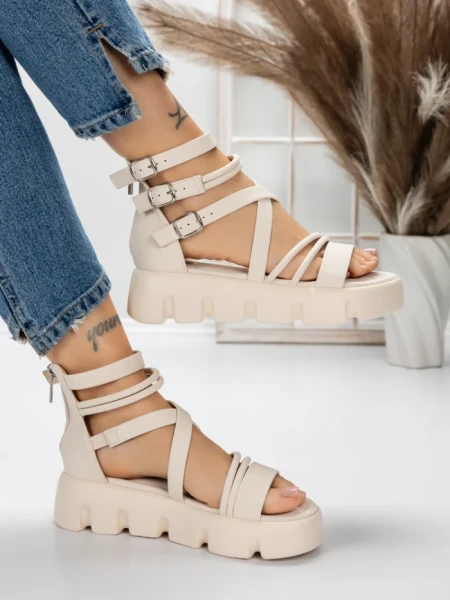 Sandale Dama cu Platforma 5HXS16 BEIGE | MEI