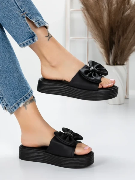 Papuci Dama cu Talpa Joasa 3AW319 BLACK | MEI
