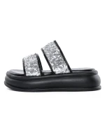 Papuci Dama cu Talpa Joasa 888-2 BLACK-SILVER | FASHION