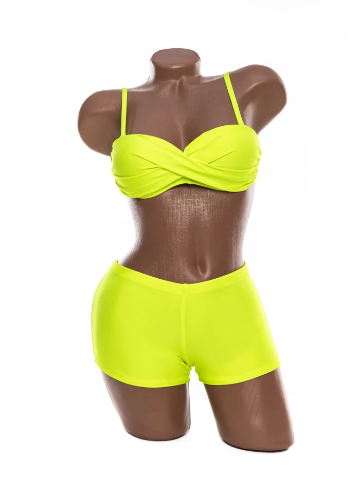 Costum de Baie Dama 2 Piese A2045 Verde neon » MeiShop.Ro