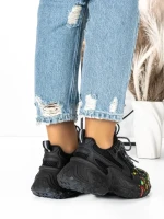 Pantofi Sport Dama cu Platforma 5WL82 BLACK | MEI