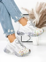 Pantofi Sport Dama cu Platforma 5WL82 WHITE | MEI