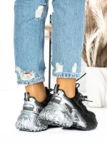 Pantofi Sport Dama cu Platforma 5WL83 BLACK | MEI