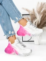 Pantofi Sport Dama cu Platforma 5WL83 PINK-WHITE | MEI