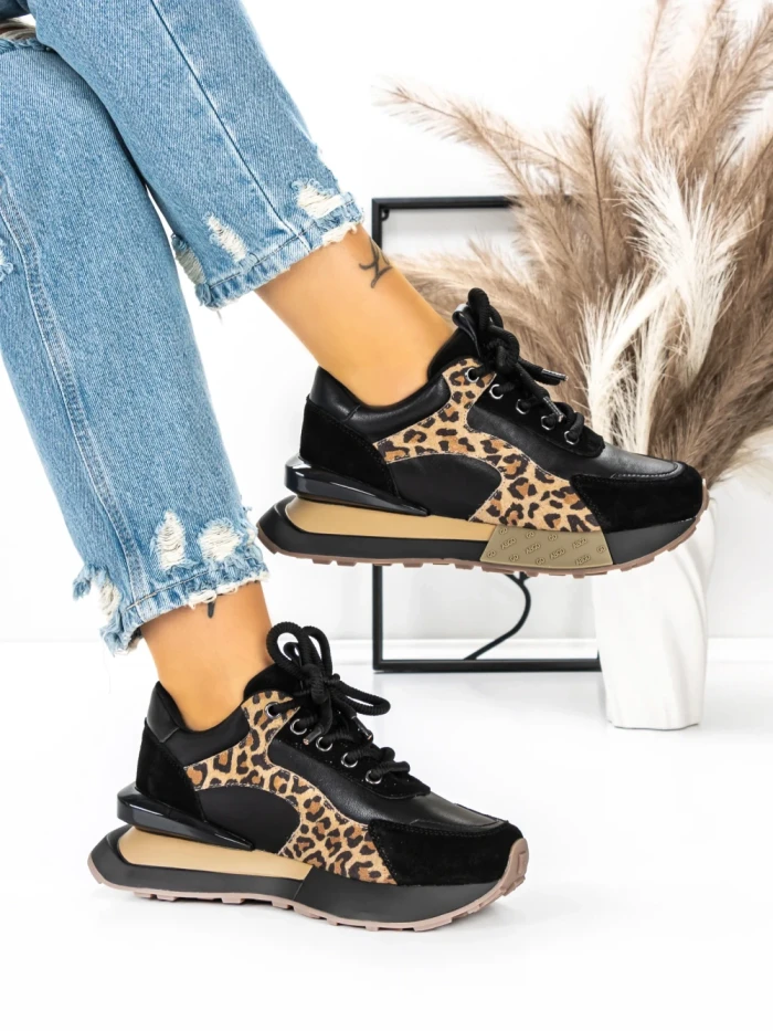 Pantofi Sport Dama din piele naturala 5SZ11 BLACK | PANTOFUL