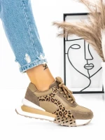 Pantofi Sport Dama din piele naturala 5SZ11 KHAKI | PANTOFUL