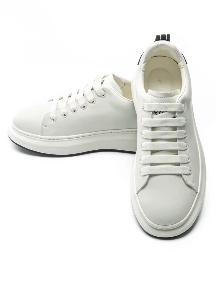 Pantofi Sport Barbati din piele naturala 51191 WHITE-BLACK | ADVANCER