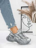 Pantofi Sport Dama cu Platforma 5WL83 SILVER | MEI