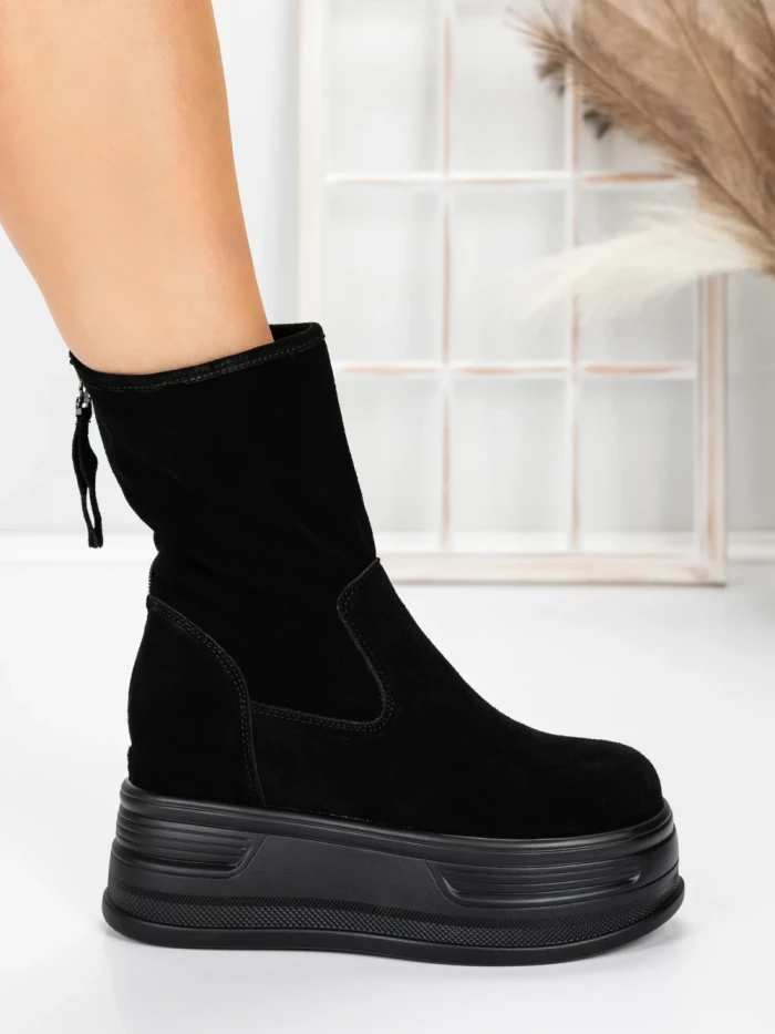 Ghete Dama din piele naturala 5W76 BLACK | PANTOFUL