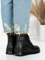 Ghete Dama din piele naturala 5W50 BLACK | PANTOFUL