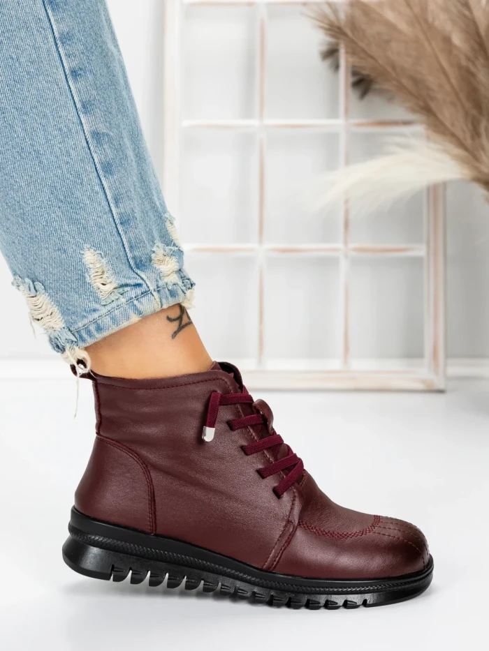 Ghete Dama din piele naturala 5W50 WINERED | PANTOFUL