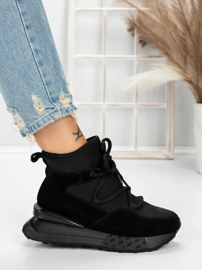 Ghete Dama din piele naturala 5SZ8 BLACK | PANTOFUL