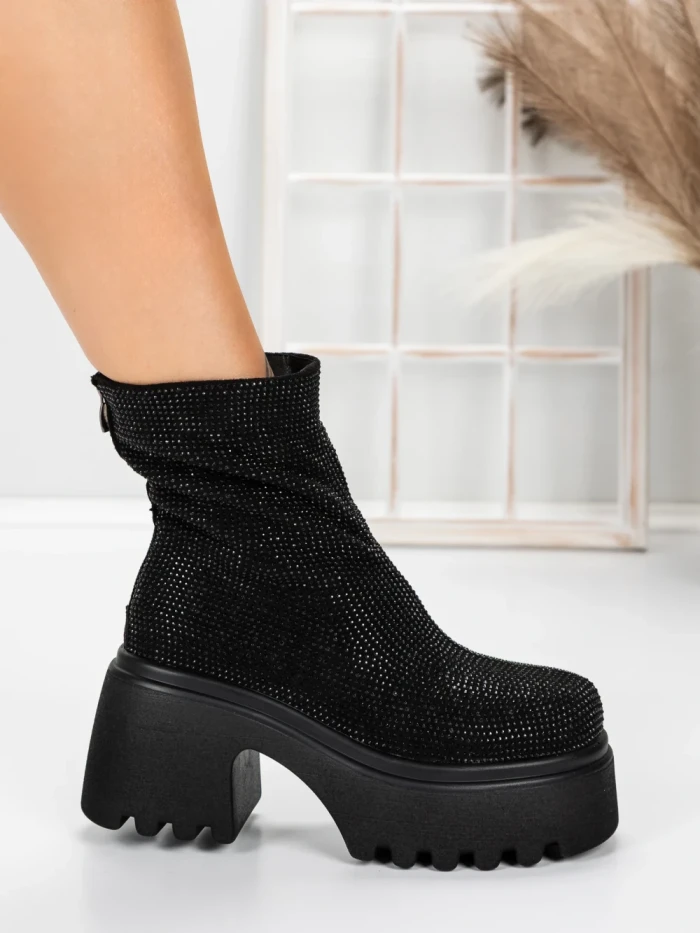 Ghete Dama cu Platforma 5WL77 ALL BLACK | MEI