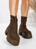 Ghete Dama cu Platforma 5WL77 BROWN | MEI