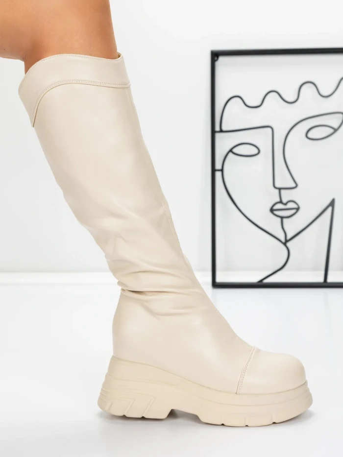 Cizme Dama cu Platforma 58WL13 BEIGE | MEI