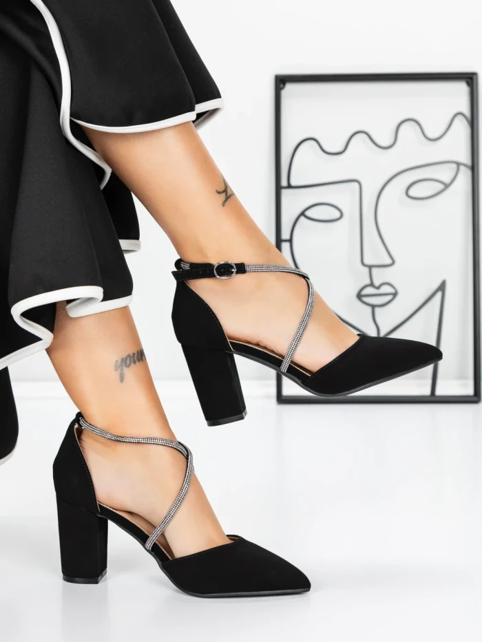 Pantofi cu Toc Gros 2YXD63 BLACK | MEI