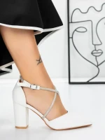 Pantofi cu Toc Gros 2YXD63 WHITE | MEI