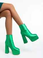 Botine dama verzi din material textil Zosime