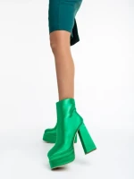 Botine dama verzi din material textil Zosime