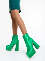 Botine dama verzi din material textil Zosime