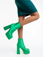 Botine dama verzi din material textil Zosime