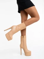 Botine dama bej din piele ecologica Yoana