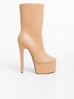 Botine dama bej din piele ecologica Yoana