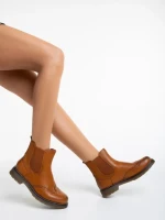Botine dama camel din piele ecologica Rosine