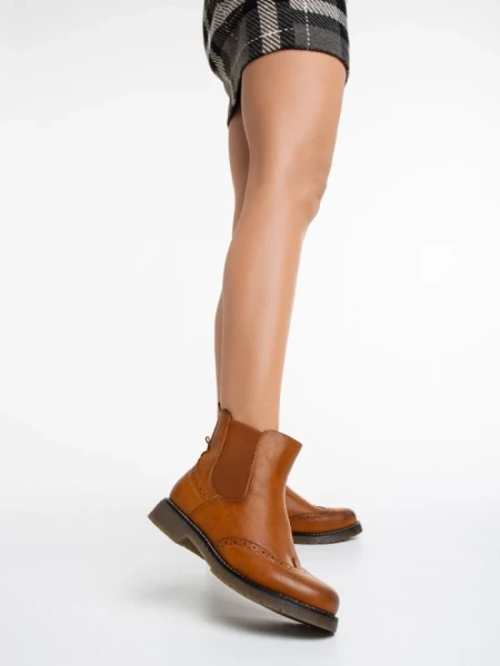 Botine dama camel din piele ecologica Rosine