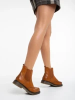 Botine dama camel din piele ecologica Rosine