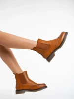 Botine dama camel din piele ecologica Rosine