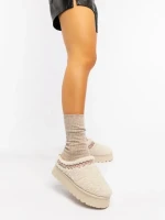 Papuci dama bej deschis din material textil Amaria