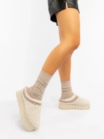 Papuci dama bej deschis din material textil Amaria