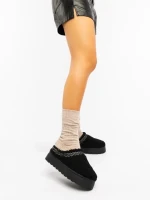 Papuci dama negri din material textil Amaria