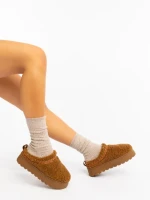 Papuci dama camel din material textil Amaria