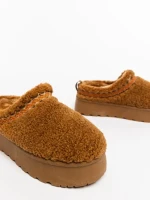 Papuci dama camel din material textil Amaria