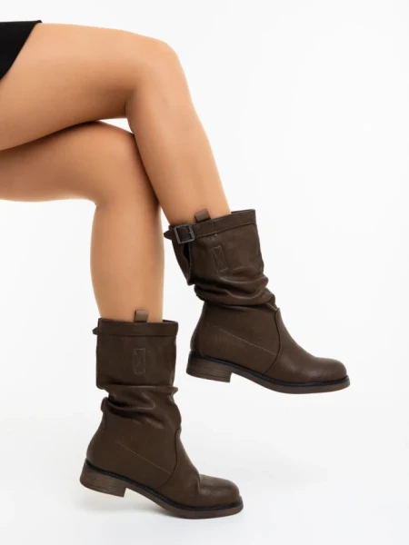 Cizme dama maro din piele ecologica Harika