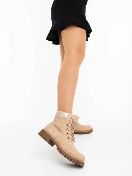 Ghete dama bej din piele ecologica Adesina